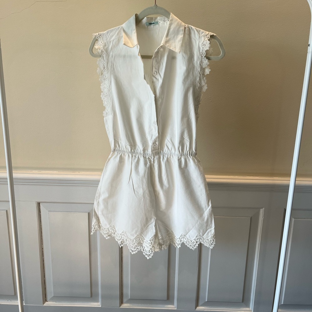 White Eyelet Laced Romper